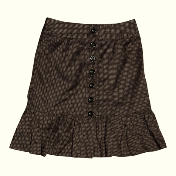 Odille size 4 ruffle mini skirt anthropologie brown academia preppy collegiate - Picture 1 of 13